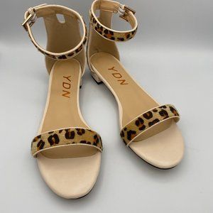 YDN Sandals Open Toe Ankle Strap Leopard Pattern